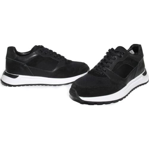 Handmade Black Leather Running Shoes with Lightweight EVA Soles, Mens Trainers, Premium Sport Shoes, New Season 2021