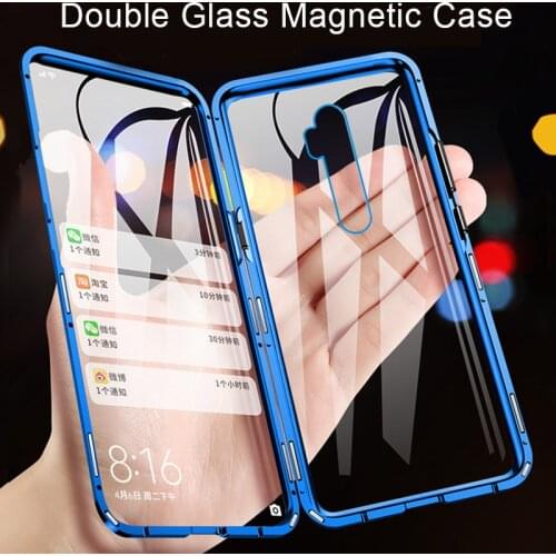 360 Magnetic Case for OPPO A92S A92 A72 A52 A9 2020 case shockproof full body tempered glass metal bumper case OPPO RENO 4 4Pro