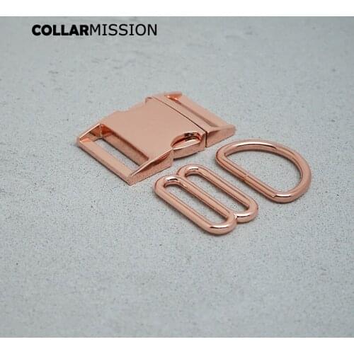 Metal buckle+adjust buckle+D ring/set)for garment luggage backpack cat dog collar DIY accessory 8 Colours 15mm to 30mm 5 sizes