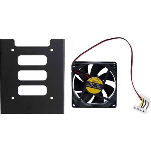 HOT-80mm DC 12V 2W 4 Pin Male to Female Adapter PC Computer Ventilator & 2.5 Inch to 3.5 Inch SSD HDD Metal Adapter Bracket