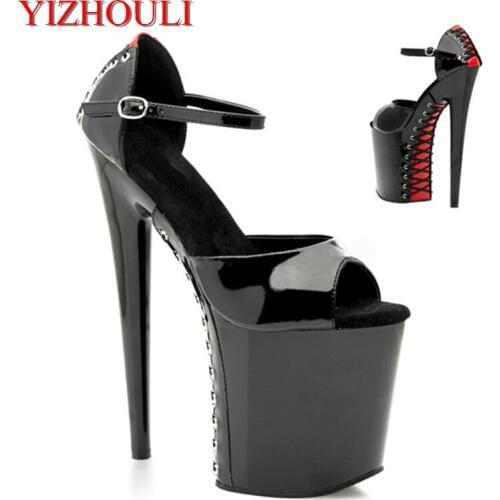 Fashion plus size womens shoes popular sexy package with womens shoes 20cm high-heeled sandals Cross bandage 8 inch heels