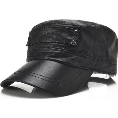 Male Leather Baseball Cap Autumn and Winter Outdoor Leisure Hat Cattle Leather Hat Sheepskin Cap Adjustable Manufacturer B-7129