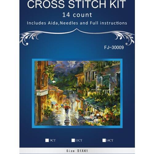 City raining ,Counted Cross Stitch 14CT Cross Stitch Sets Wholesale cartoon Cross-stitch Kits Embroidery Needlework