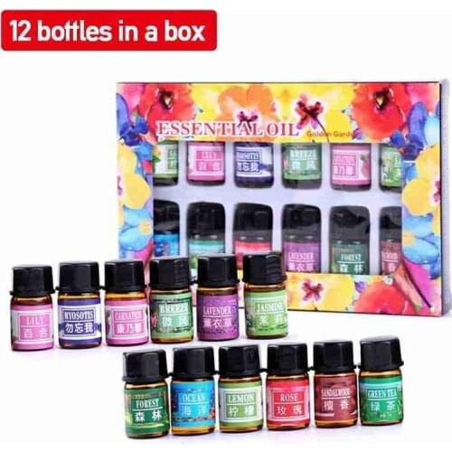 12PCS Natural Essential Oil Set Humidifier Relieve Stress Fresh Air Aromatherapy Therapeutic Grade Water-soluble Essential Oil