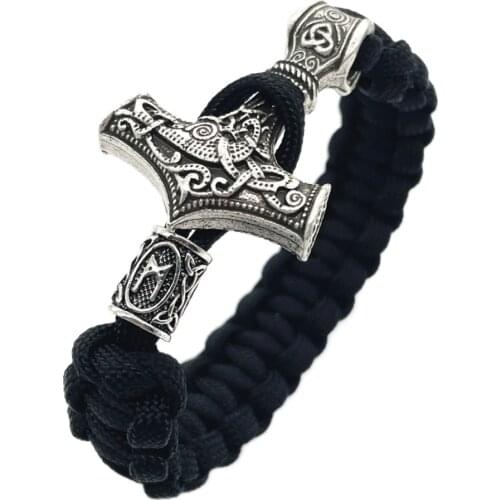 Nostalgia Thor Hammer Mjolnir Runes Beads Viking Bracelet Norse Vikingos Accessories Scandinavian Bracelets & Bangles Men Women