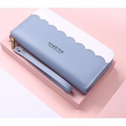 2021 New Women Wallet Leather Purse Female Long Lace Pouch Handbag for Women Coin Purse Card Holders Clutch