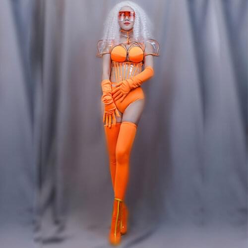 New Reflective Fluorescent Women Warrior Stage Costume Suit Transparent Top Bar DJ DS Performance Show