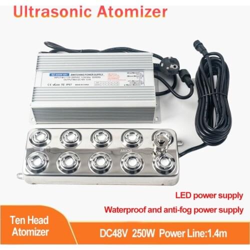 New Ultrasonic Atomizer Industrial 10 Head Humidifier Fog Machine 5Kg/H Ultrasonic Mist Maker Fogger For Mushroom DC 48V