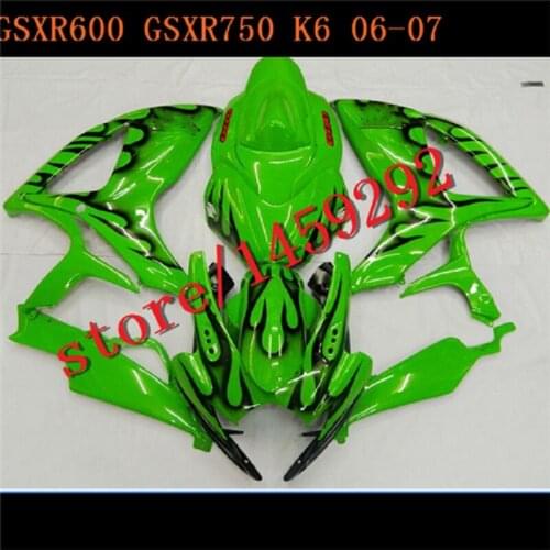 ABS Fairings for GSXR600 06 07 GSXR750 SUZUKI GSX-R600 GSX-R750 2006 2007 green black flames GSXR 600 750 06-07 K6 K7 fairing