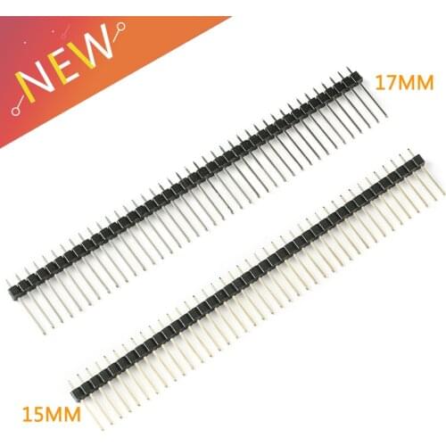 5PCS 2.54mm Single Row Male 1 * 40P Breakaway PCB Board Pin Header Long 15/17mm Connector Strip Pinheader For Arduino