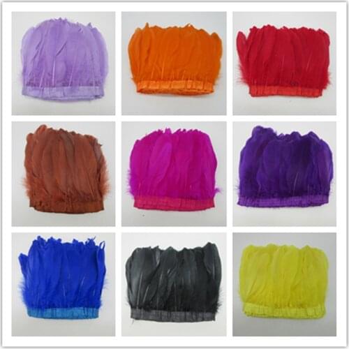 Goose Feather Trims 1 Yards/Lot Dyed Geese Feather Ribbons/15-20cm Fringes Goose Feather Cloth Belt DIY decorative 20 Color