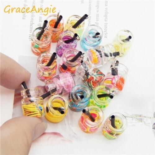 10pcs/pcs Resin Fuit Juice Bottle Charm jewelry diy charms for earrings Food & Beverages keychain Necklace Pendant