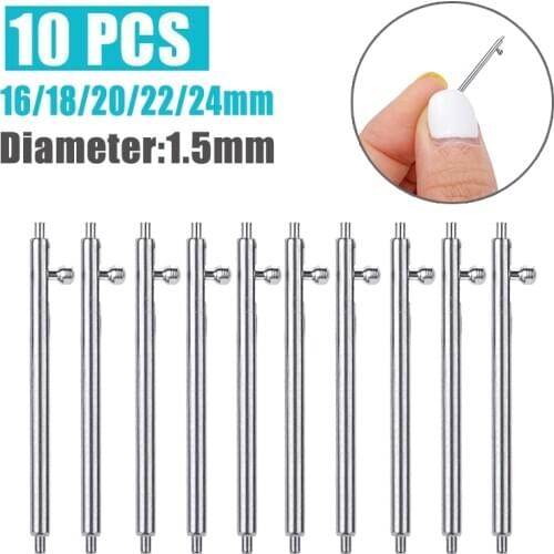 10pcs Watch Spring Bars Watchband Strap Pins 1.5mm Quick Release Stainless Steel Spring Bars Watch Repair Tool 16/18/20/22/24mm