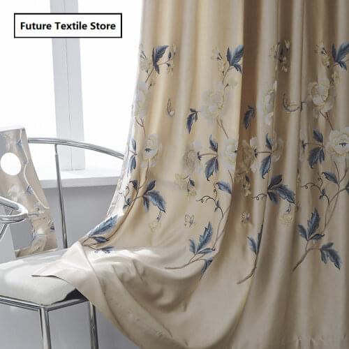 New Chinese Style Luxury Curtains High Precision Embroidered Curtains Study Room Living Room Embroidered Curtains Customization