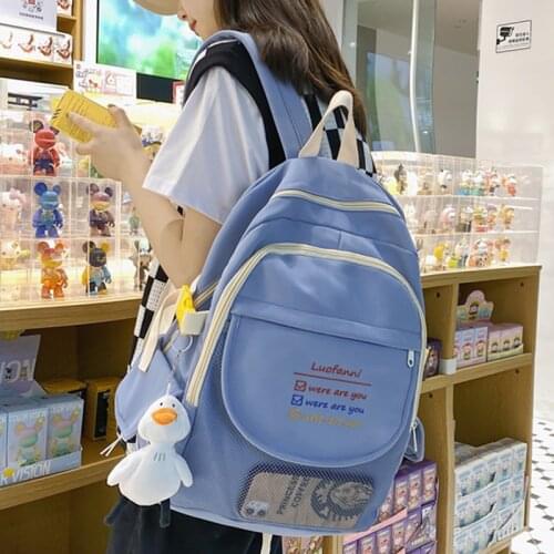 Student Women Backpack Kawaii Nylon A4 Book Bag Female Mochila Schoolbag for Teenage Girl Travel Rucksack 2021 New