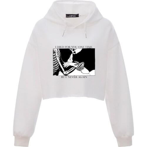 Plus Size Sweatshirt Women Thermal Skeleton Hoodie Cotton Harajuku Korean Sweatshirts 90s Aesthetic Fashion Y2k Graphic Crop Top