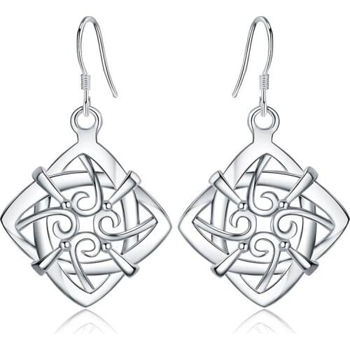 925 sterling silver temperament fashion retro wedding ladies geometric party earrings earrings wedding gift jewelry