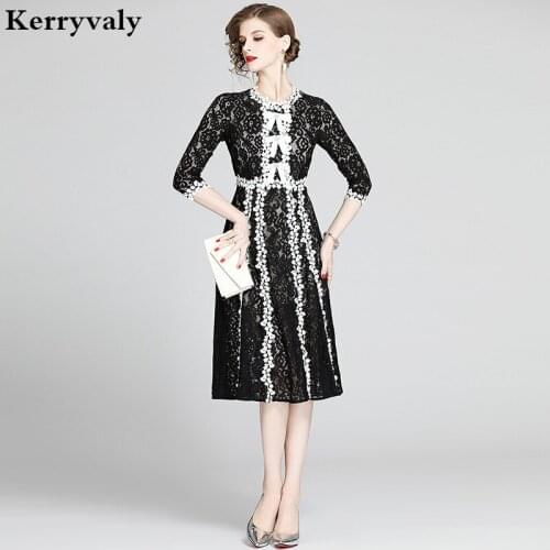 New Spring Ladies Lace Hepburn Black Dress Ropa Mujer Verano 2021 Gothic Shirt Midi Party Women Dress Sukienki Letnie K6589