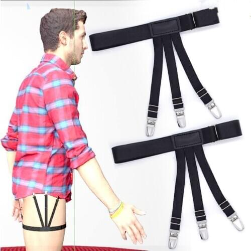 1 Pair Mens Shirt Stays Garters Holder Adjustable Shirt Holders Resistance Belt Shirt Suspenders For Men Locking Clamps
