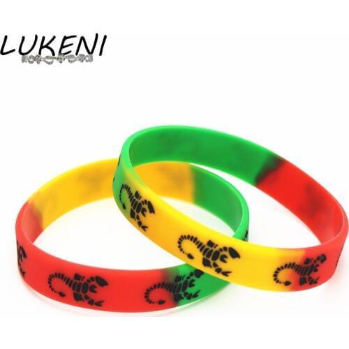 LUKENI 1PC New Fashion Rainbow Color Scorpion Logo Scorpion Wristband Bracelets&Bangles Women Men Punk Jewelry Bands Gifts SH170