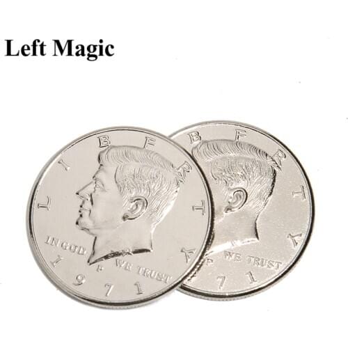 1Pcs Double Face Magic Coin Trick Half Dollar 2 Sides Head magician Prop Coin Magic Tricks Funny Magia Coin Toys