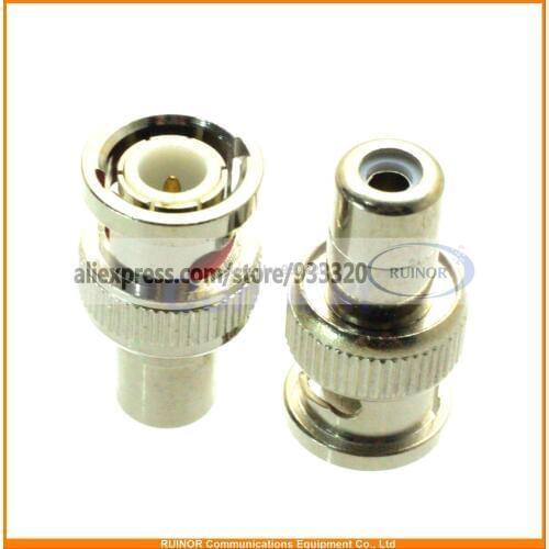 100pcs/lot BNC male plug to RCA female jack center TV RF adapter connector