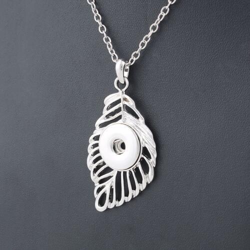 2017 New Fashion Beauty Pendant Leaf Snaps necklace fit DIY 18MM snap buttons jewlery wholesale women ZG059