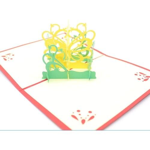 3D Laser Cut Handmade Hollow Butterfly Flower Invitation Greeting Cards with Envelope Thanksgiving Birthday Creative Friend Gift