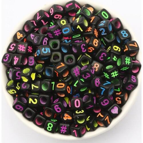 6mm Black Mixed Color Number Acrylic Beads Square Cube Digital Beads For Jewelry Making DIY Crafts Scrapbooking Decoration