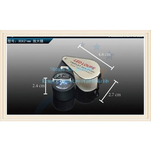 Free Shipping Jewelry Tools diy jewelry making 30X Triplet LED Loupe with UV Light Gem Loupes Diamond Handheld Loupe 1pcs/lot