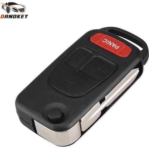Dandkey 3 +Panic 4 Button Car Key Shell For Mercedes Benz MB ML350 ML500 ML320 ML55 AMG ML430 Folding Remote Key Case HU39 Blade