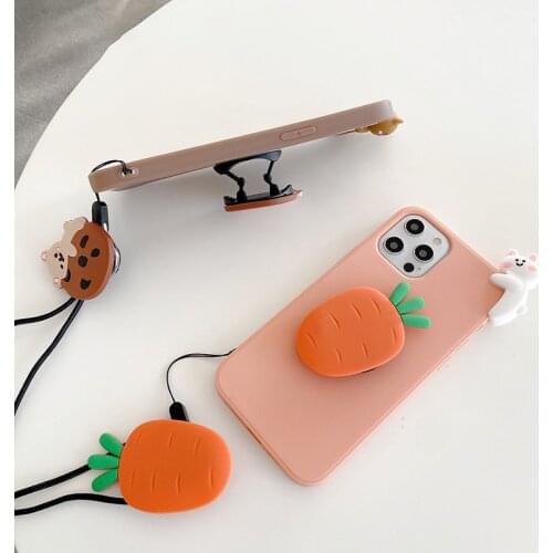 Rabbit Cow Bear Grip Stand Holder Rope Case For Samsung Galaxy S6 S7 Edge S8 S9 S10 S20 S21 Ultra FE Note 8 9 10 lite 20 Plus