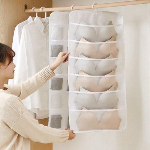 Large Capacity Underwear Hanging Bag Organizer Double Sided Storage Wardrobe Door Back Hanging Bag Socks Sundry Storage Bags