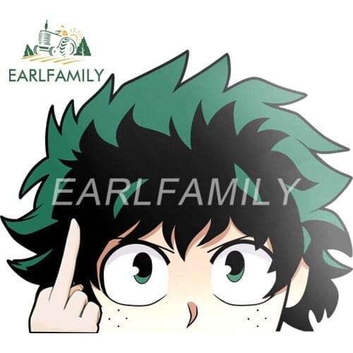 EARLFAMILY 13cm x 10.4cm for My Hero Academia Deku Peek Car Stickers Anime Decal Motorcycle Auto Car Accessoires RV JDM VAN