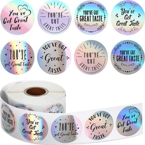 Fantastic 500pcs Great Taste Stickers Holographic Small Business Thank You Sticker Labels for Bakery Boutiques Shop Wrapping
