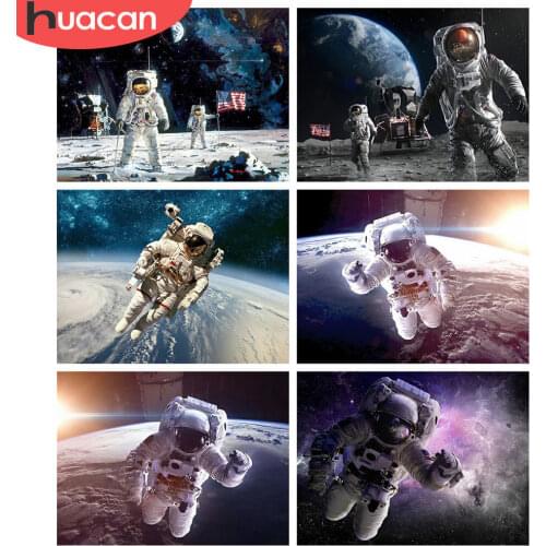 HUACAN Full Square 5d Diamond Painting Astronaut Mosaic Portrait DIY Diamond Embroidery Universe Home Decor Craft Kit