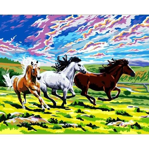 Painting By Numbers DIY Dropshipping 40x50 50x65cm Running horse Gallop Animal Handmade For Living Room Wall Decor Oil Painting