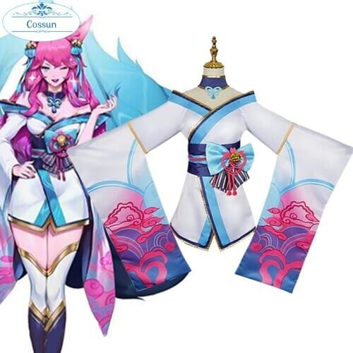 Spirit Blossom Ahri Cosplay Costumes LOL Spirit Blossom Ahri Dress Uniform Sets For Women Girls Halloween Carnival Party