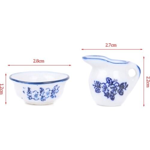 1/12 Dollhouse Miniature Mini Ceramic Kettle Bowl Model Kitchen Toy Tableware For Dollhouse