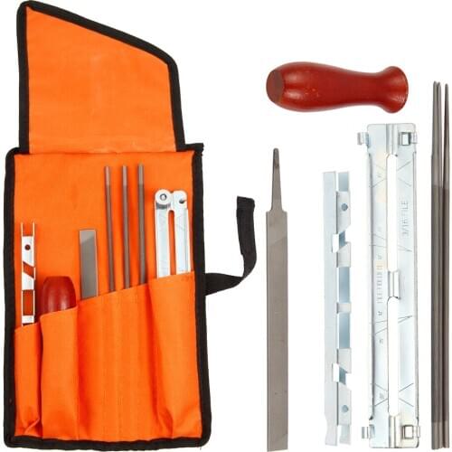 7Pcs/Set Professional Chainsaw Chain Grinding Kit Hardwood Handle + Round / Flat File Guide Bar File Sharpener Tools