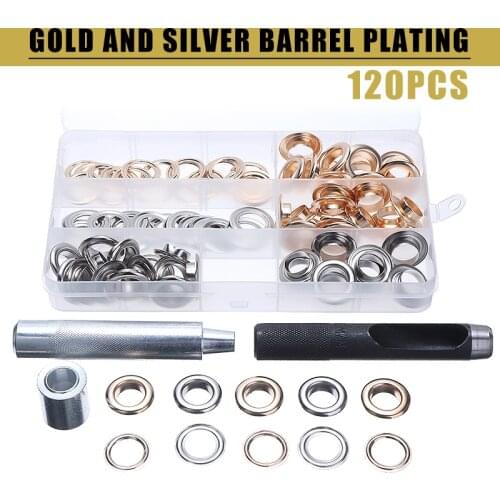 120set Silver Gold Eyelets and Eyelets Punch Die Tool Set for DIY Projects Leathercraft Clothing Shoes Belt Bag