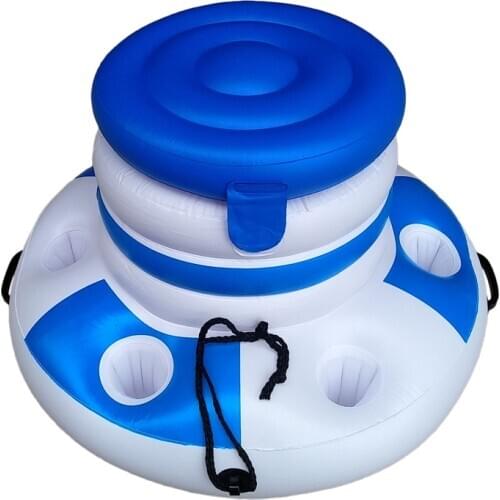 2018 New Summer Water Sports Party Fun Air Mattress Ice Bucket Cooler 6 Cup Holder Inflatable Beer Drink Holder Pool Floats