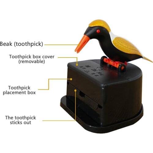 New Cute Small Bird Toothpick Container Automatic Toothpick Dispenser Toothpick Holder Home Decoration Table Decor Random Color