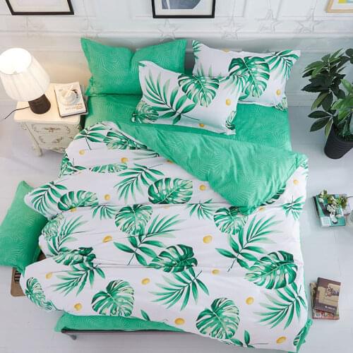 New Flamingo Leaf Printed Down Quilt Cover Full Size Child Adult Bedroom Quilt Cover Sheet Pillowcase Home Textile