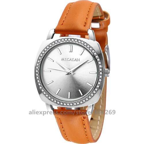 Wholesale Casual Leather Wristwatch Fashion Women Dress Quartz Watches Women Silver Wrist Watches WK0034B