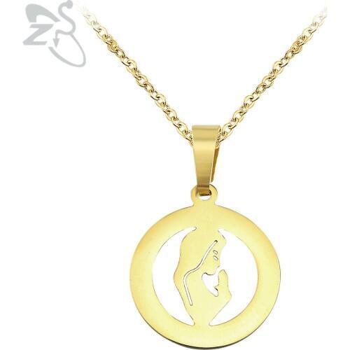 ZS Silver Color Gold Color Pendant Necklace New Trendy Round Stainless Steel Collier Pendants Choker Fashion Jewellery Necklaces