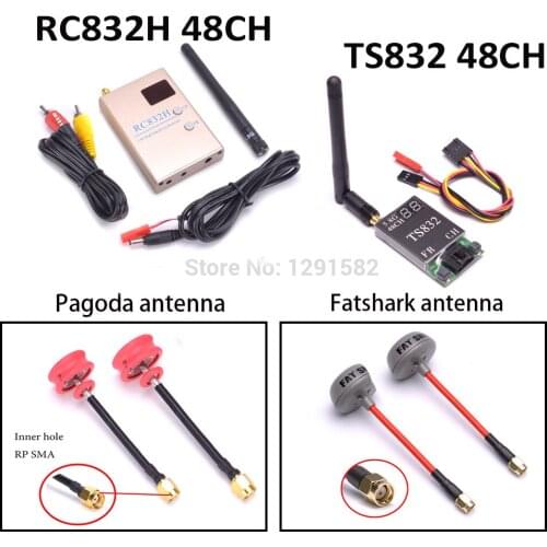 5.8Ghz 600mw Transmitter Receiver RC832 RC 832 TS832 48CH + Fatshark / Pagoda Antenna FPV Combo For Quadcopter Multicopter