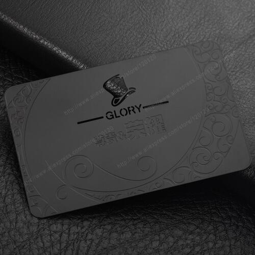 Personalized hat cutout quality electrophoresis black stainless steel vip metal card