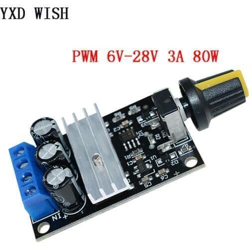 NE555 80W PWM Motor Speed Controller Regulator Adjustable Variable Speed Control With Potentiometer Switch DC 6V 12V 24V 28V 3A