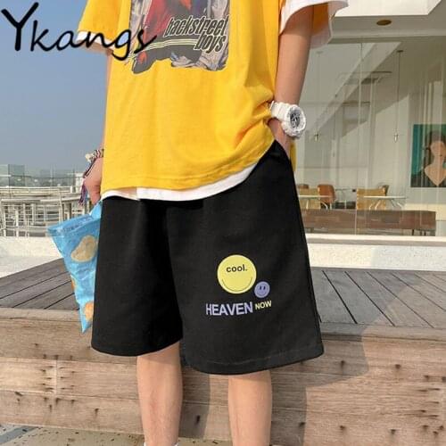 Smiley Print Women 2021 High Waisred Casual Fashion Shorts Oversize Summer Loose Classic Harajuku Korean Style Sport Shorts Lady